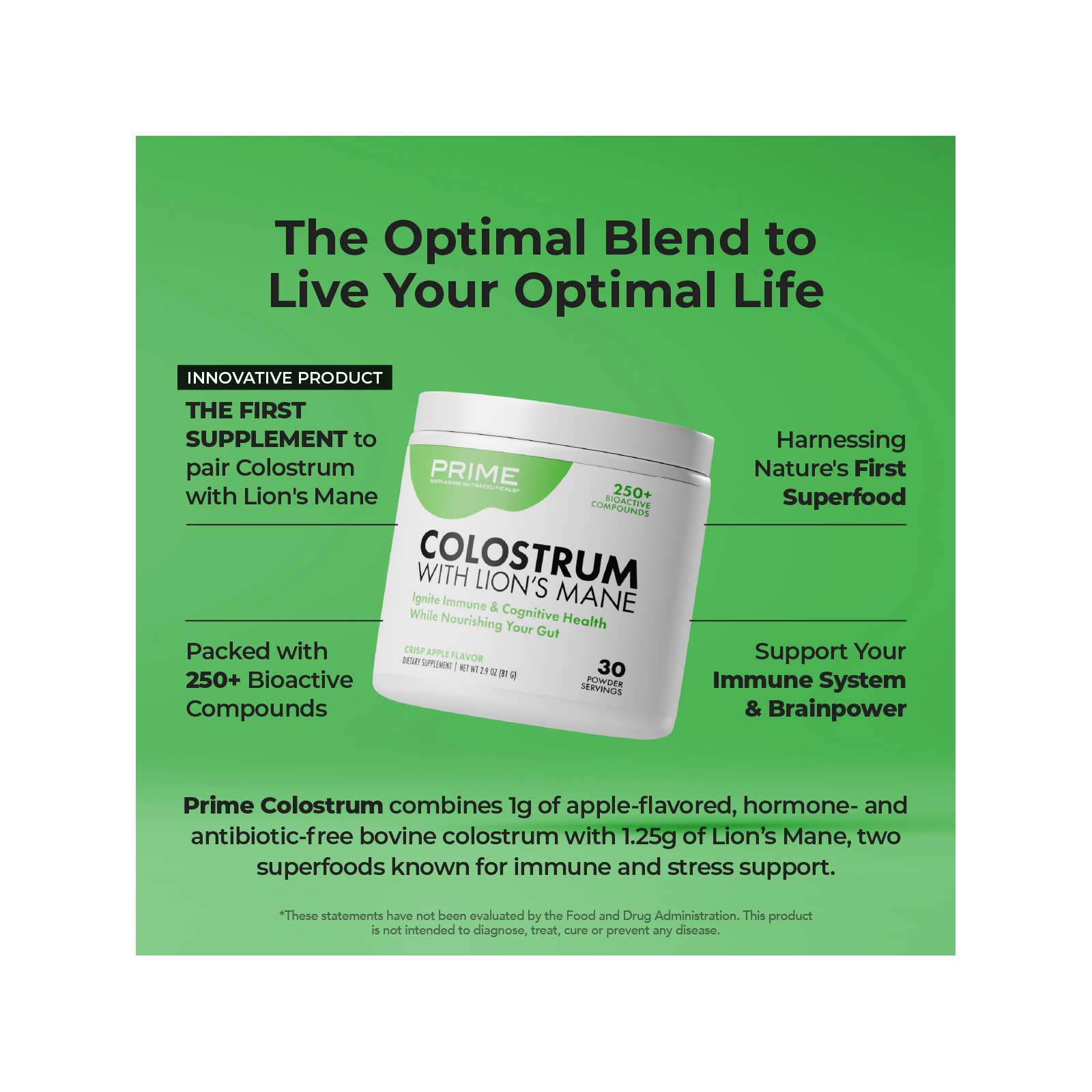 nutraMetrix® Prime Colostrum with Lion’s Mane