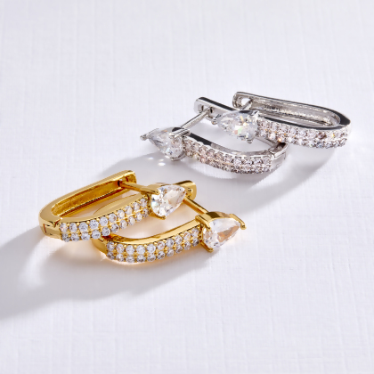 LOUISA – Pear Micro Pavé Huggie Earrings