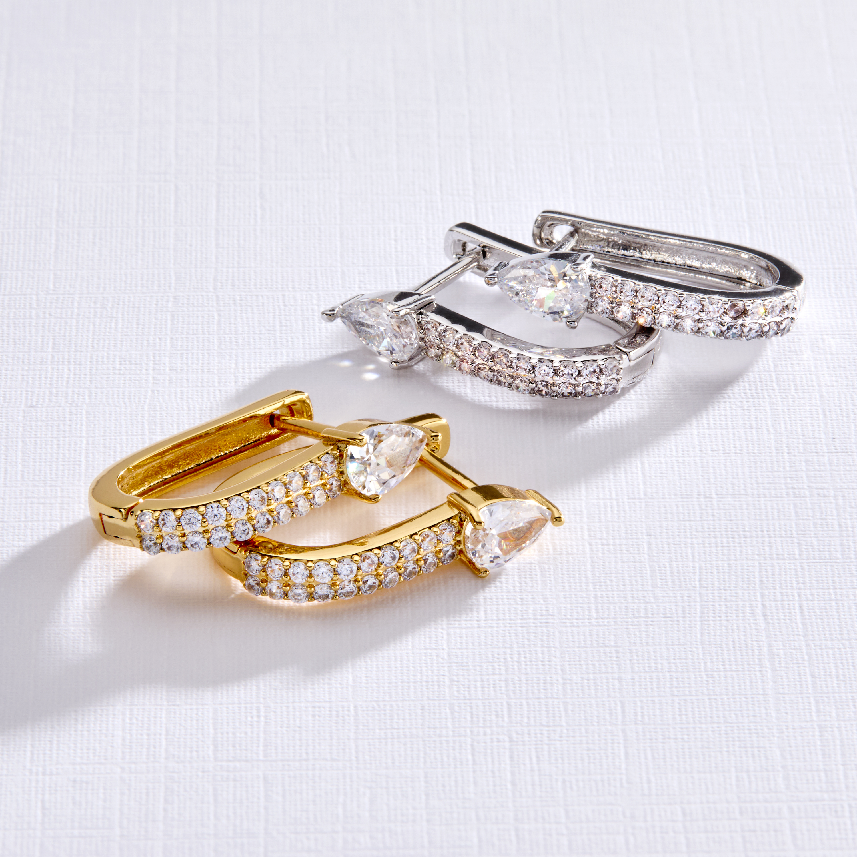 LOUISA – Pear Micro Pavé Huggie Earrings