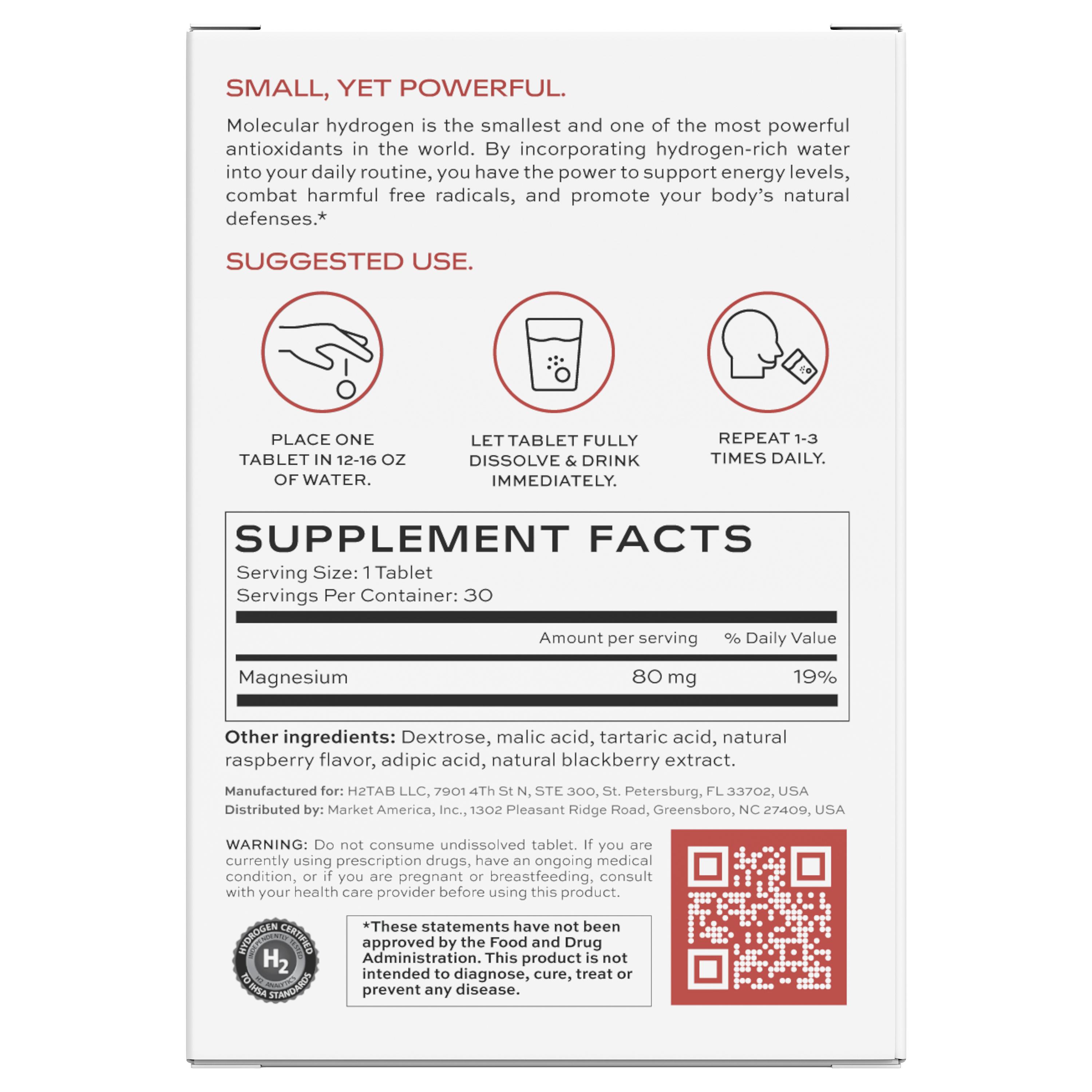 H2TAB Molecular Hydrogen Tablets