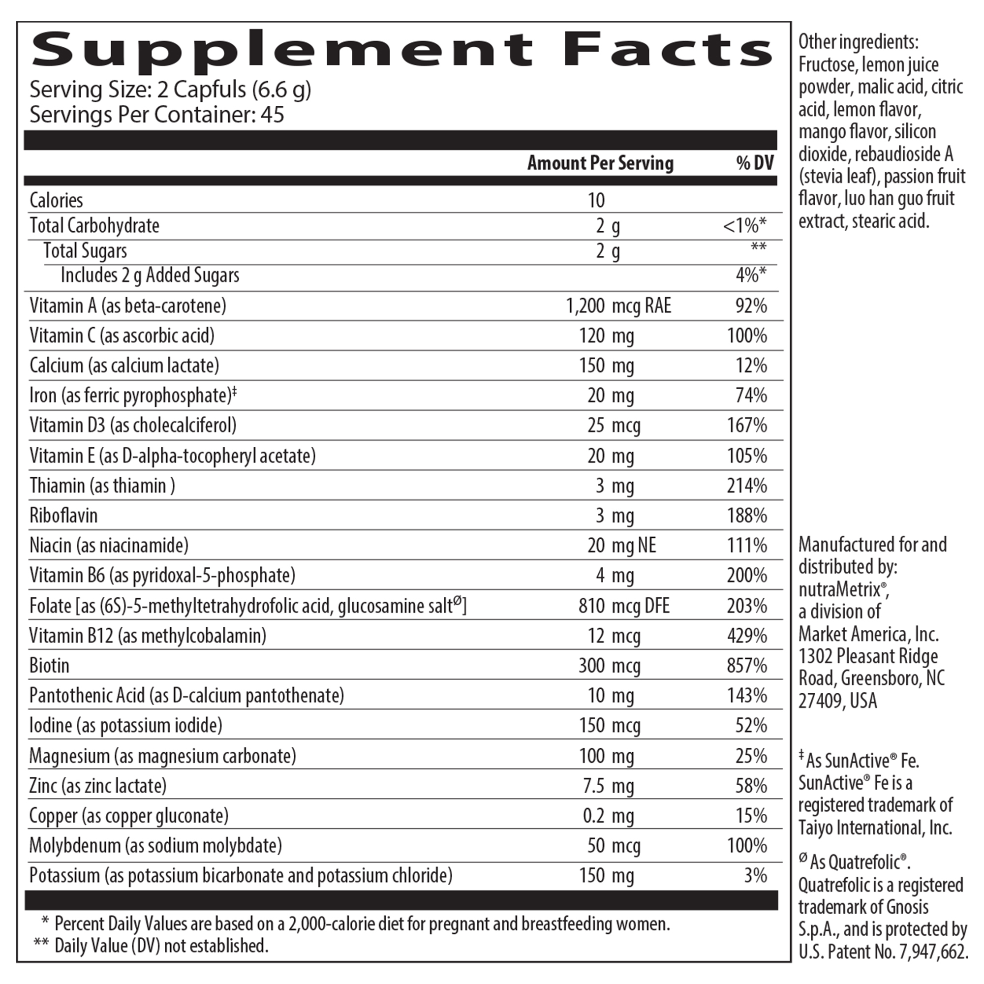 nutraMetrix Isotonix® Prenatal Activated Multivitamin
