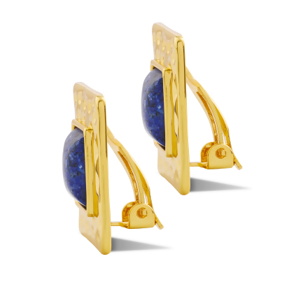 MARINA – Lapis Lazuli Square Hammered Clip-on Earrings