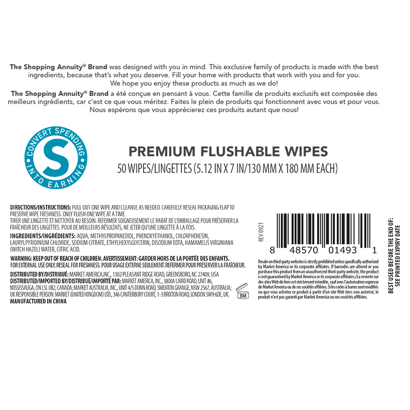 Shopping Annuity&reg; Brand Premium Flushable Wipes - 150 Count