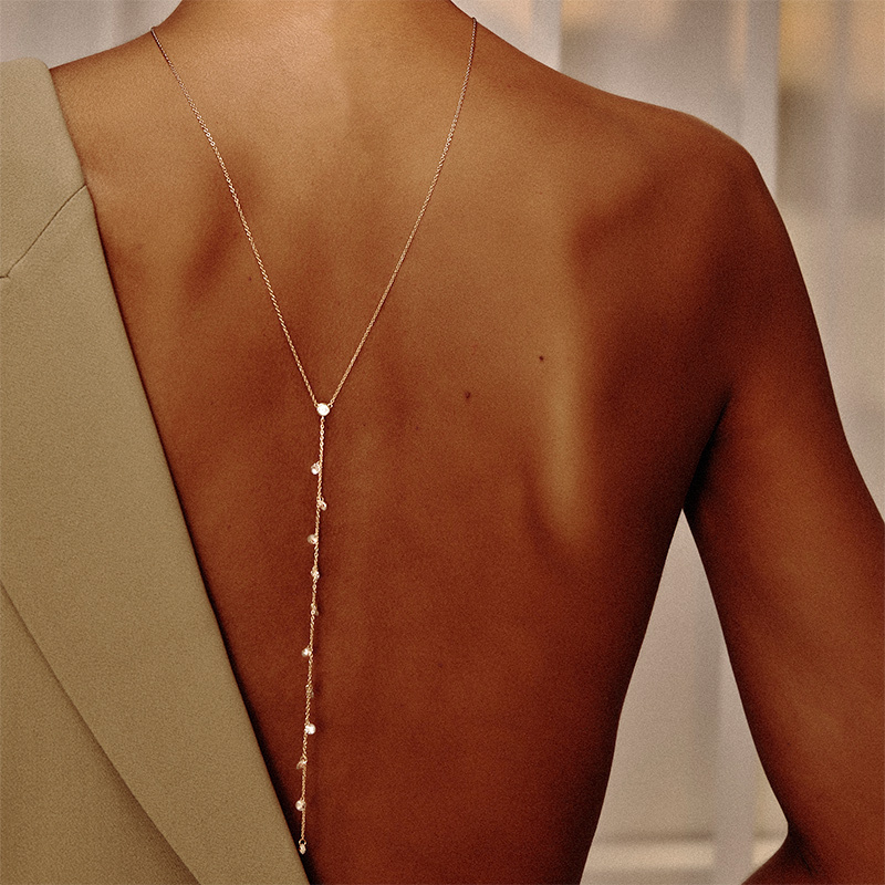 CHELSEA - Pierced Round Cut Lariat Necklace - (FINAL SALE)