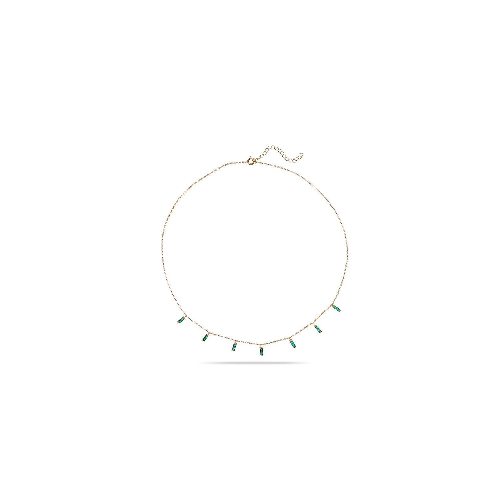 CARYN - Emerald Green Baguette Drop Necklace