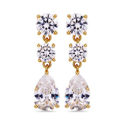 CLARA – Three Stone Drop Earrings