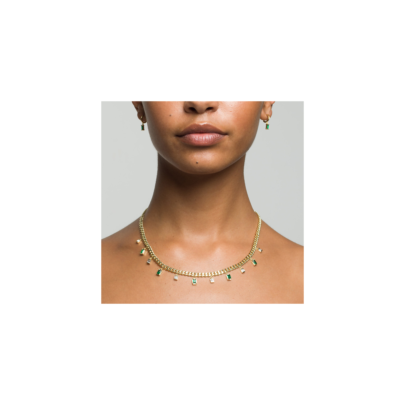 SERENA - Baguette Drop Link Necklace