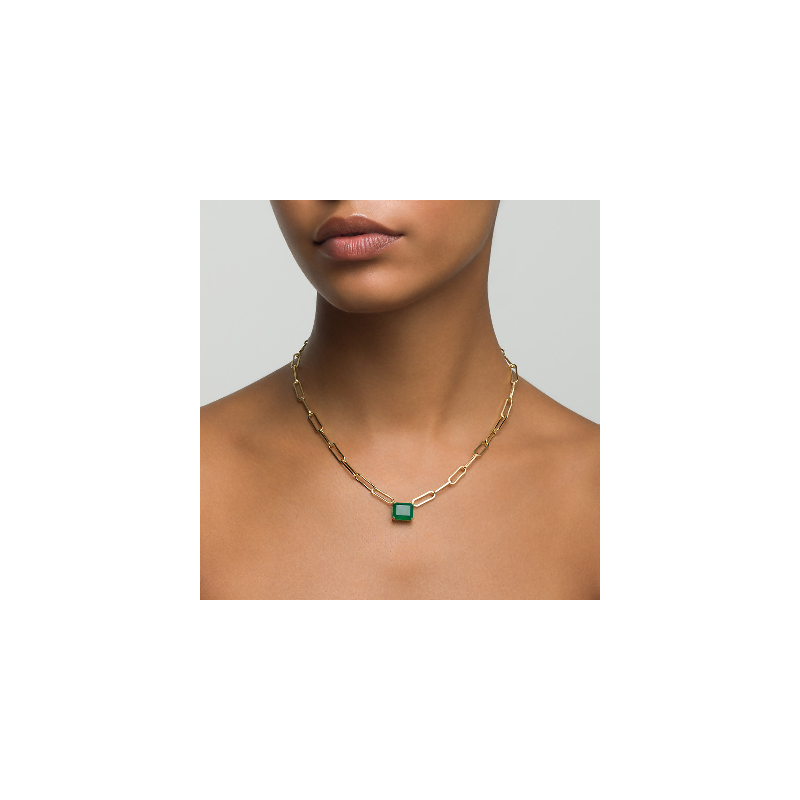 JADE - Solitaire Paperclip Necklace