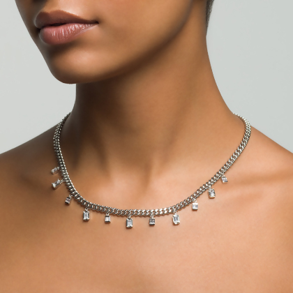 SERENA - Baguette Drop Link Necklace (SPECIAL)