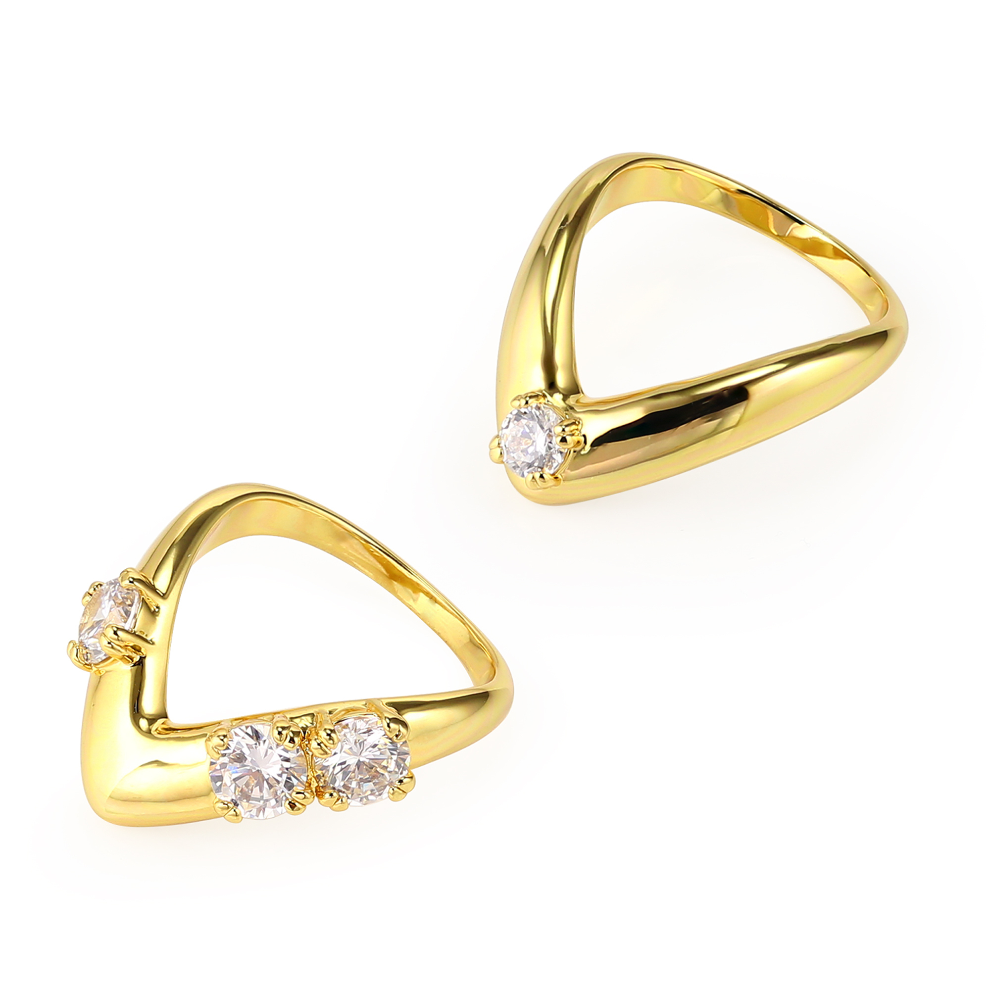 LEXI – Prong Set V-Shaped Ring Duo