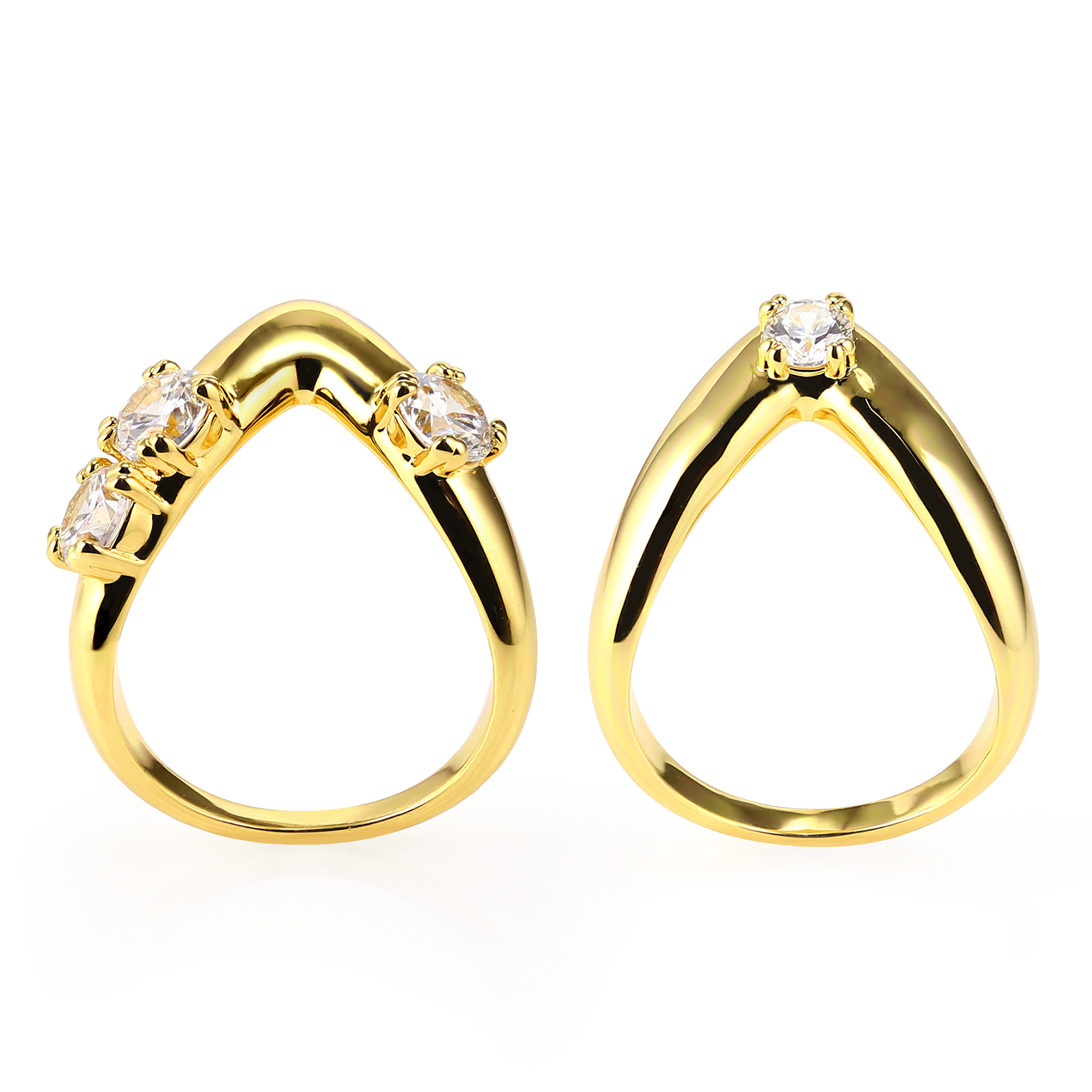 LEXI – Prong Set V-Shaped Ring Duo