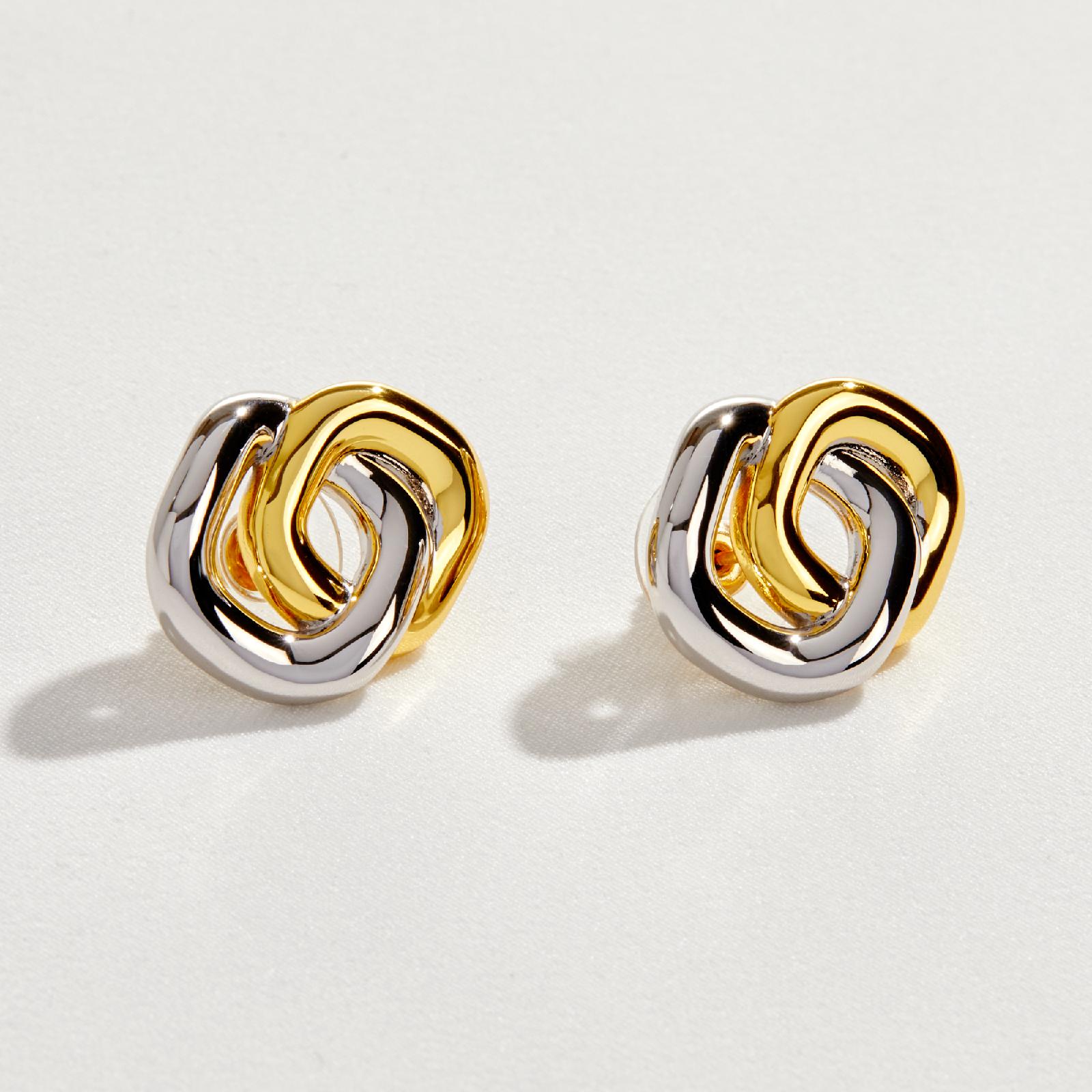 KYLIE – Two-Tone Double Square Earrings