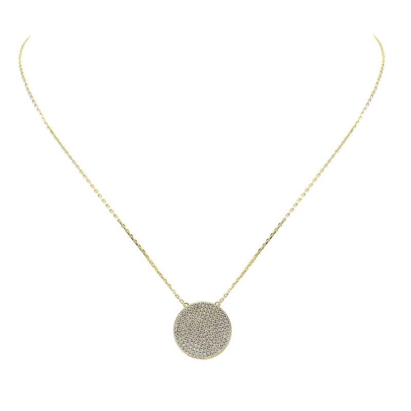 KAMILA - Collar con pendiente de moneda en engaste pavé