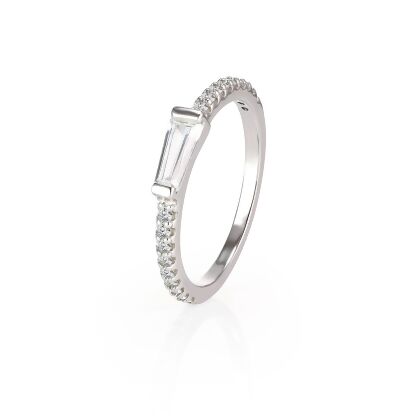 ZOE - Anillo de corte baguette cónico en engaste pavé