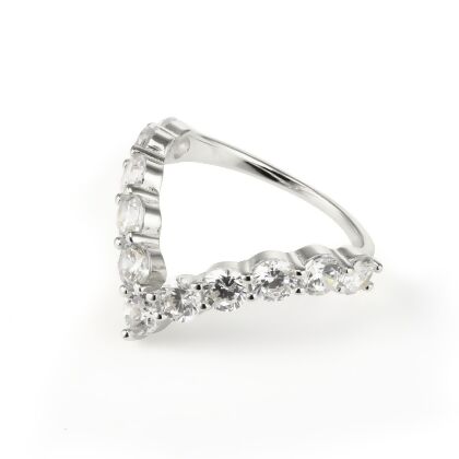 CHERI - Anillo en forma de V con engaste en bisel