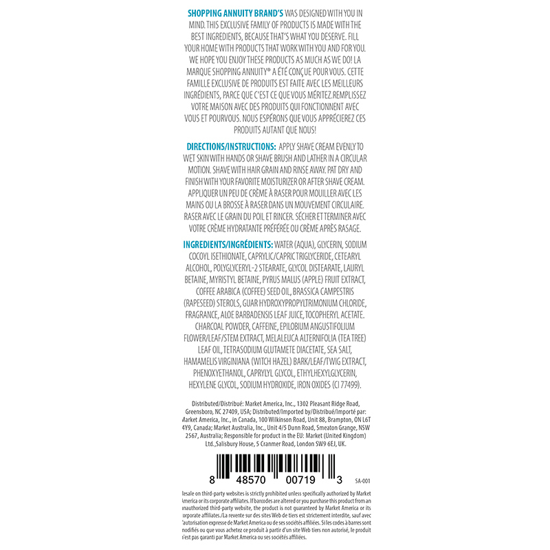 Shopping Annuity® Crema de Afeitar Premium con Carbón Activado