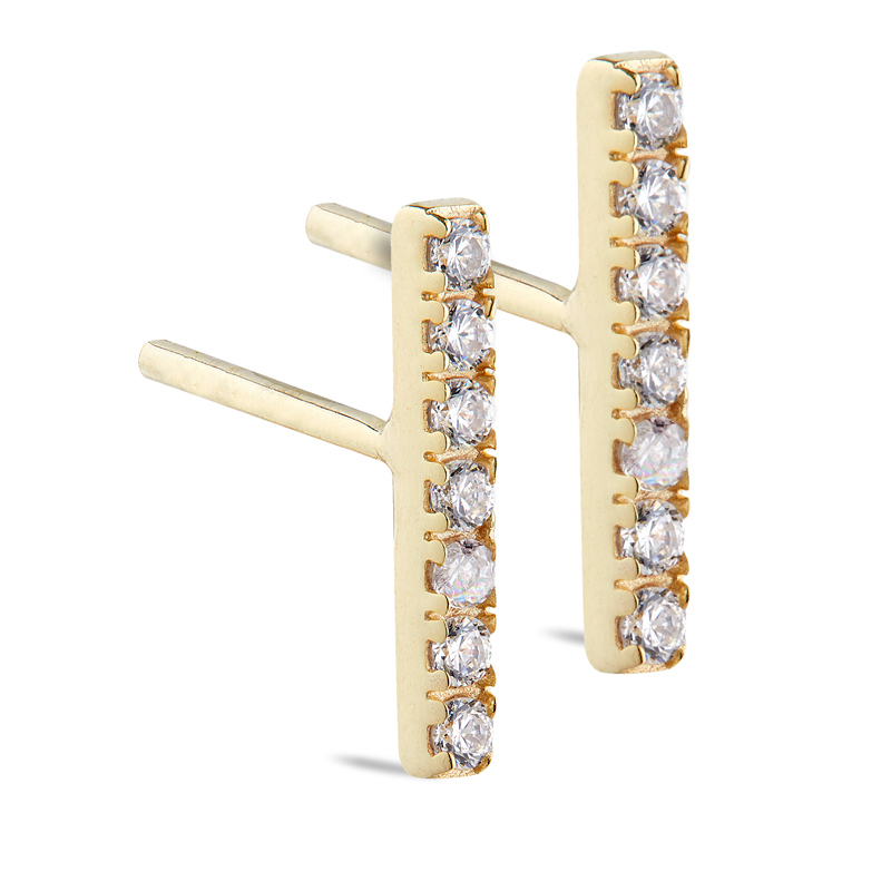 Claire - Aretes de barra en engaste pavé