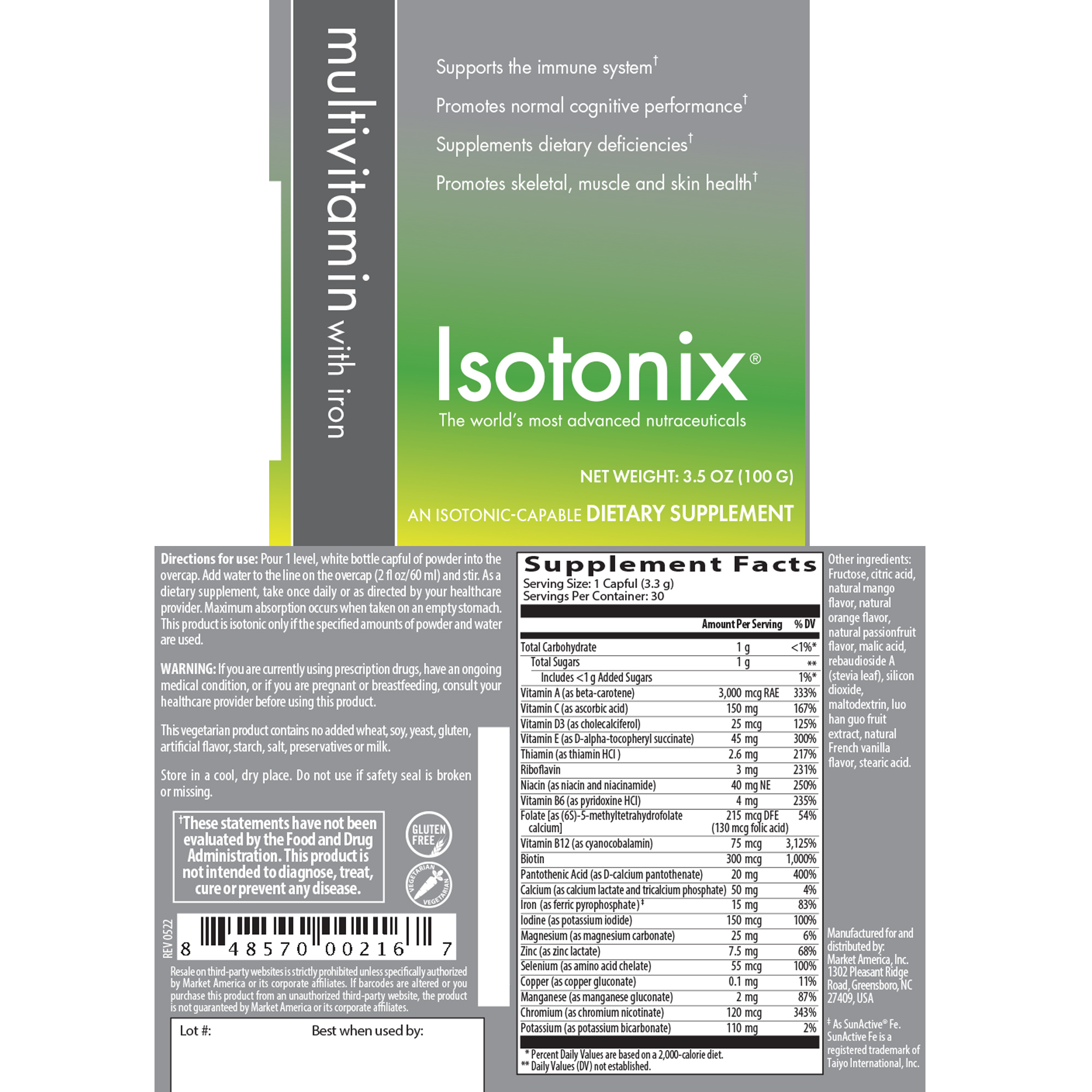 Isotonix® Multivitamina con Hierro