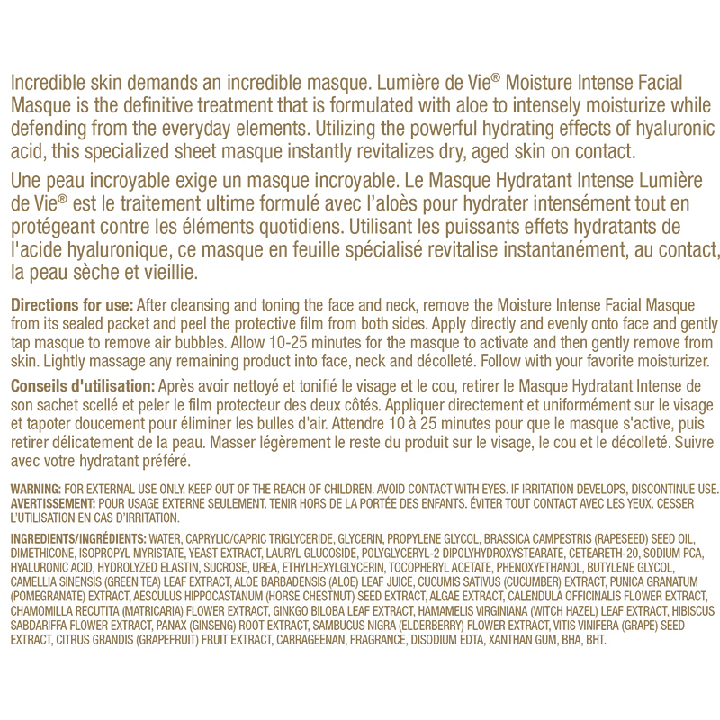 Lumière de Vie® Mascarilla Humectante Velo Facial