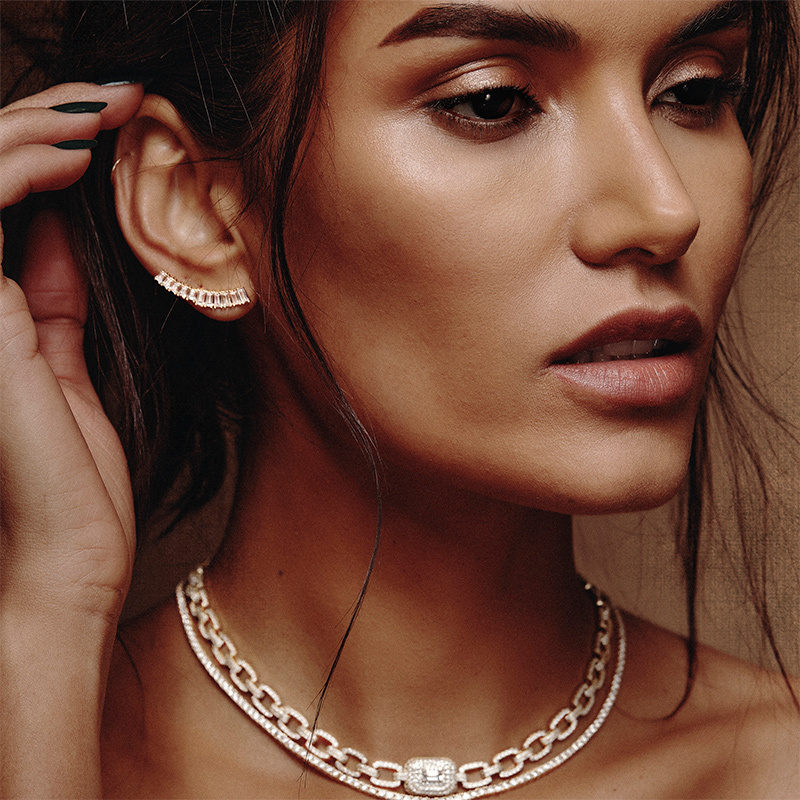 Mathew - Aretes trepadores de corte baguette