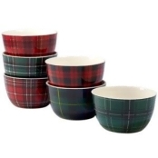 Certified International Christmas Plaid 6-Pc. Ice Cream Bowl asst. Certified International Christmas Plaid 6-Pc. Ice Cream Bowl asst.