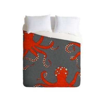 Deny Designs Holli Zollinger Octopus Red Queen Duvet Set Bedding