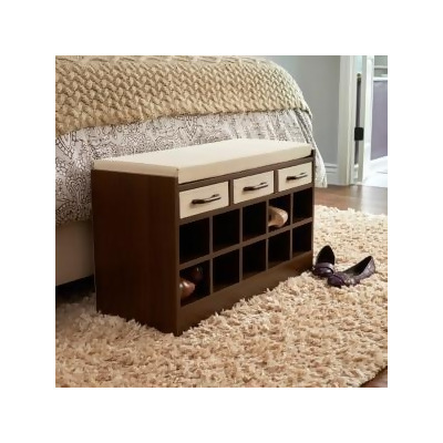 Household Essentials Entryway Storage Bench Seat With Shoe Cubbies
