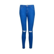 Womens Bright Blue 'Darcy' Skinny Ankle Grazer Jeans- Blue, Blue Womens Bright Blue 'Darcy' Skinny Ankle Grazer Jeans- Blue, Blue