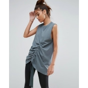 ASOS Sleeveless Oversized T-shirt with Drawstring Detail - Green ASOS Sleeveless Oversized T-shirt with Drawstring Detail - Green