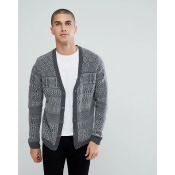 ASOS Lambswool Fairisle Cardigan In Grey - Grey ASOS Lambswool Fairisle Cardigan In Grey - Grey