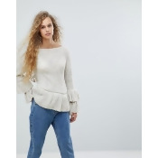 Love Frill Sleeve Jumper - Tan Love Frill Sleeve Jumper - Tan