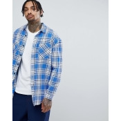 ASOS DESIGN oversized brushed check shirt with optic wash - Blue ASOS DESIGN oversized brushed check shirt with optic wash - Blue