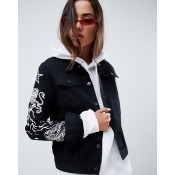 Criminal Damage Printed Denim Jacket - Black Criminal Damage Printed Denim Jacket - Black