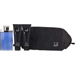 Desire Blue by Alfred Dunhill Edt Spray 3.4 oz Aftershave Balm 3 oz Shower Gel 3 oz Toiletry Bag for Men - All