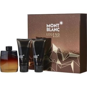 Mont Blanc Legend Night by Mont Blanc Eau de Parfum Spray 3.3 oz Aftershave Balm 3.3 oz All Over Shower Gel 3.3 oz for Men - All