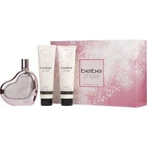 Bebe Sheer by Bebe Eau de Parfum Spray 3.4 oz Body Lotion 3.4 oz Shower Gel 3.4 oz Heart Charm for Women - All