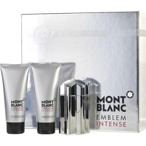 Mont Blanc Emblem Intense by Mont Blanc Edt Spray 3.3 oz Aftershave Balm 3.3 oz Shower Gel 3.3 oz for Men - All