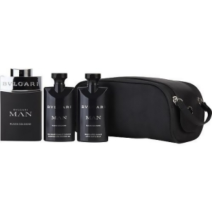 Bvlgari Man Black Cologne by Bvlgari Edt Spray 3.4 oz Aftershave Balm 2.5 oz Shampoo And Shower Gel 2.5 oz Pouch for Men - All