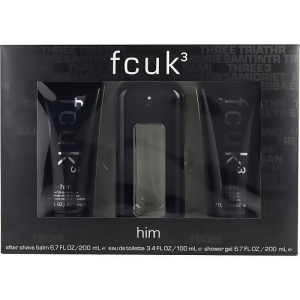 Fcuk 3 by French Connection Edt Spray 3.4 oz Aftershave Balm 6.7 oz Shower Gel 6.7 oz for Men - All