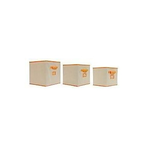 Orbit 722028140086 Storage Bins Oatmeal with Orange Trim 3Pk Assorted Sizes - All
