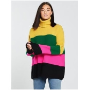 V By Very Colour Block Roll Neck Jumper - Stripe V By Very Colour Block Roll Neck Jumper - Stripe