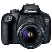 Canon EOS 4000D Digital SLR Camera with 18-55mm f/3.5-5.6 Lens, 1080p Full HD, 18MP, Wi-Fi, Optical Viewfinder, 2.7 LCD Screen, Black Canon EOS 4000D Digital SLR Camera with 18-55mm f/3.5-5.6 Lens, 1080p Full HD, 18MP, Wi-Fi, Optical Viewfinder, 2.7 LCD Screen, Black