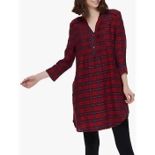 Brora Plaid Check Pintuck Tunic Dress, Navy/Red Brora Plaid Check Pintuck Tunic Dress, Navy/Red