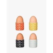 Orla Kiely Linear Stem Stoneware Egg Cups, Set of 4, Assorted Orla Kiely Linear Stem Stoneware Egg Cups, Set of 4, Assorted