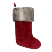 John Lewis & Partners Ruby Red Velvet and Faux Fur Stocking John Lewis & Partners Ruby Red Velvet and Faux Fur Stocking