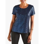 Yumi Scallop Sequin Top, Navy Yumi Scallop Sequin Top, Navy