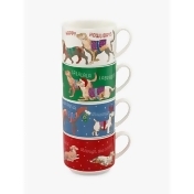 Cath Kidston Christmas Dogs Stackable Mugs, Set of 4, 300ml Multi Cath Kidston Christmas Dogs Stackable Mugs, Set of 4, 300ml Multi