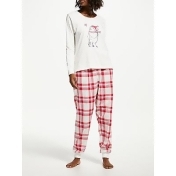 John Lewis & Partners Robin Cotton Pyjama Set, White/Red John Lewis & Partners Robin Cotton Pyjama Set, White/Red