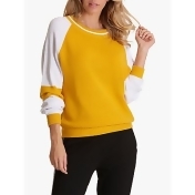 Betty & Co Colour Block Jumper, Yellow/White Betty & Co Colour Block Jumper, Yellow/White