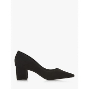Dune Arve Block Heel Pointed Court Shoes, Black Suede Dune Arve Block Heel Pointed Court Shoes, Black Suede